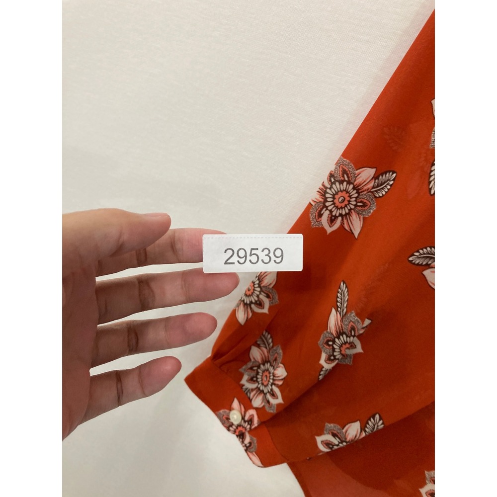 LOFT Rust Floral Tie-Neck Blouse - Picture 8 of 8